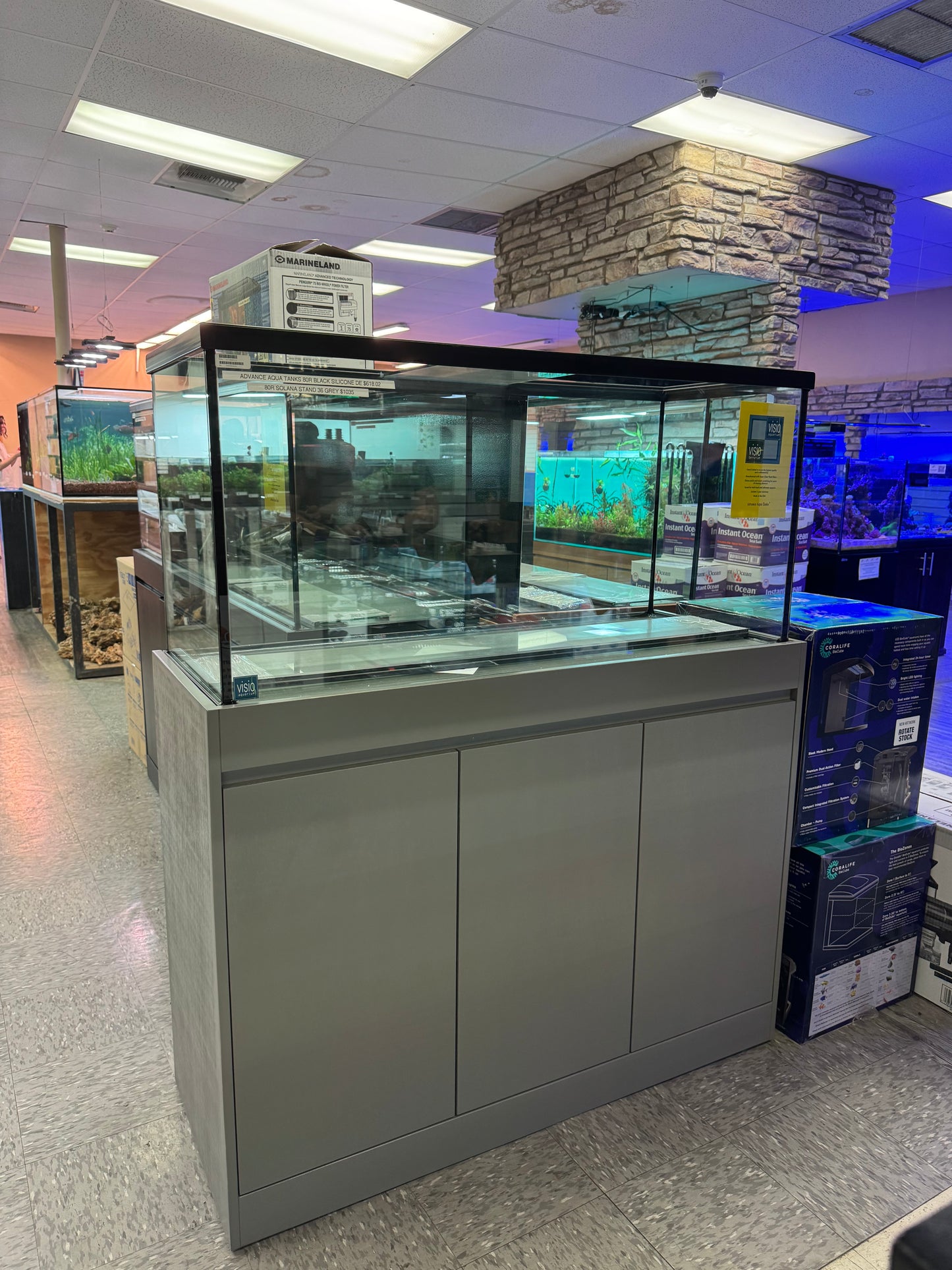 Advance Aqua Tanks (Visio) 80 Gallon Aquarium on Grey Solana Stand